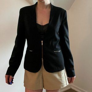Zara black blazer with zipper and metal details
